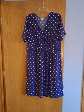 Christopher & Banks Purple and White Polka Dot Dress